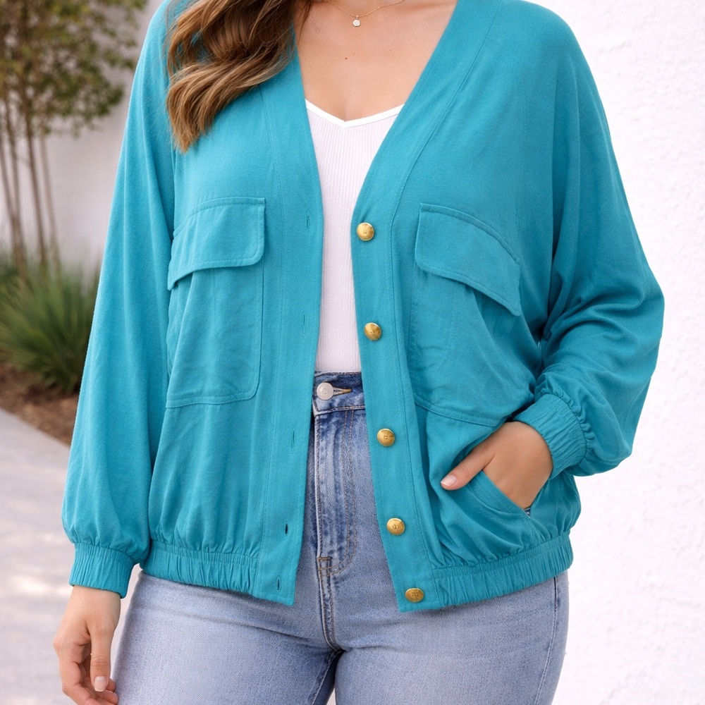 Vintage Teal Women's Bomber Jacket‎ M